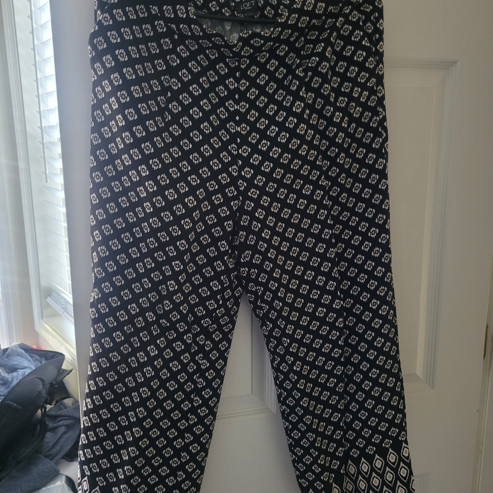 LOFT Black and White Patterned Trousers